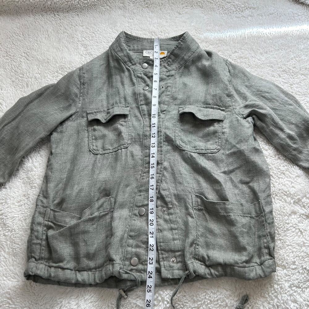 C & C California Linen Utility Jacket Womens M Natural Minimalist Boho Resort - Picture 4 of 6